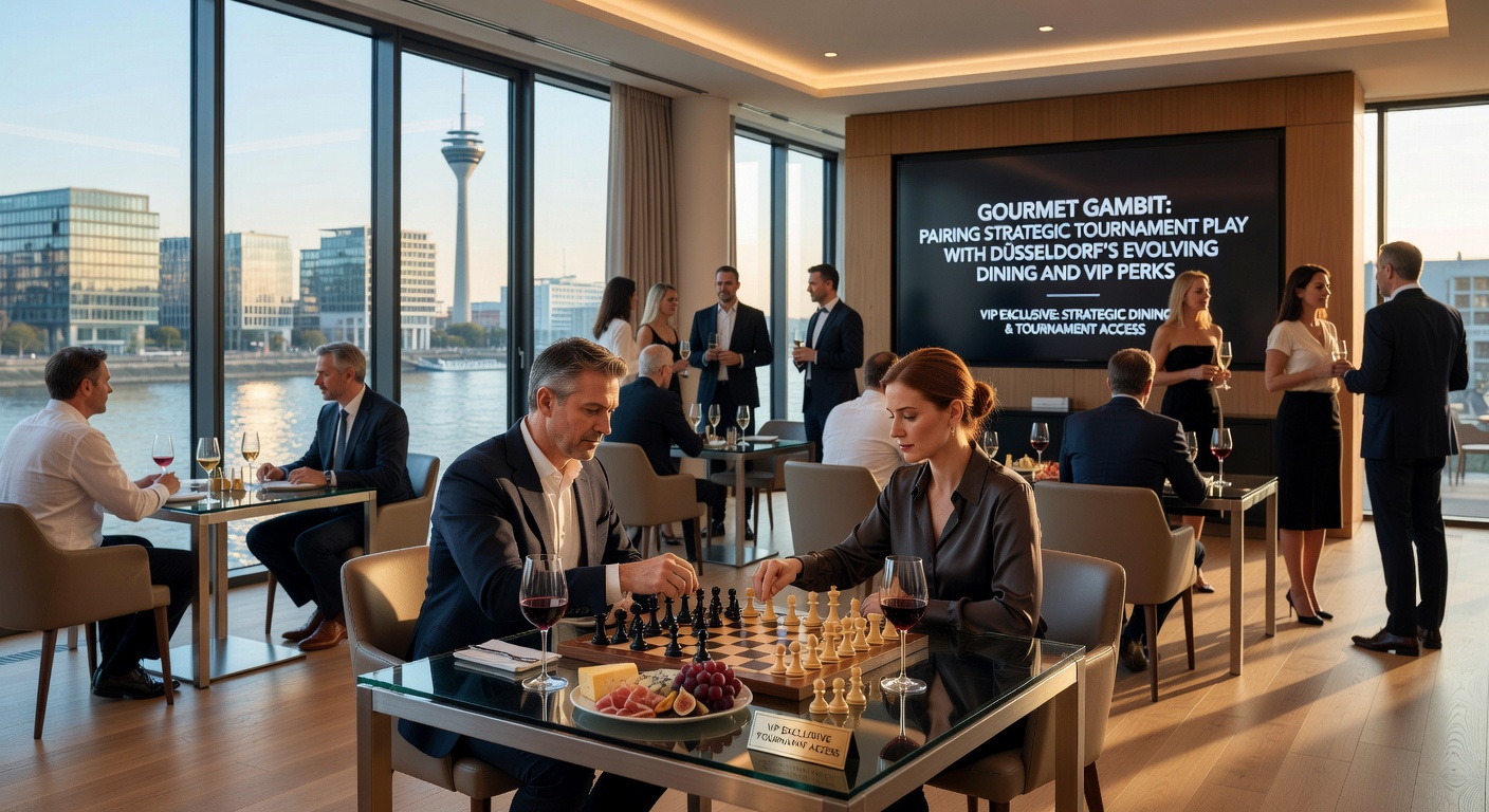 Detailaufnahme eines VIP-Esszimmers mit Blick auf die Pokertische im Casino Düsseldorf