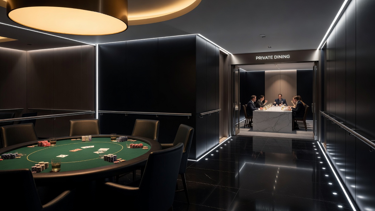 Lighting patterns directing high-stakes players toward private dining suites in Rhine Valley gaming facilities